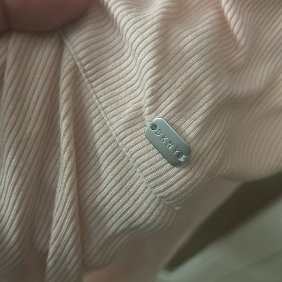 EUC DKNY Cardigan Duster Ribbed Knit Long Sleeves Pockets Blush Pink XL - Picture 4 of 6